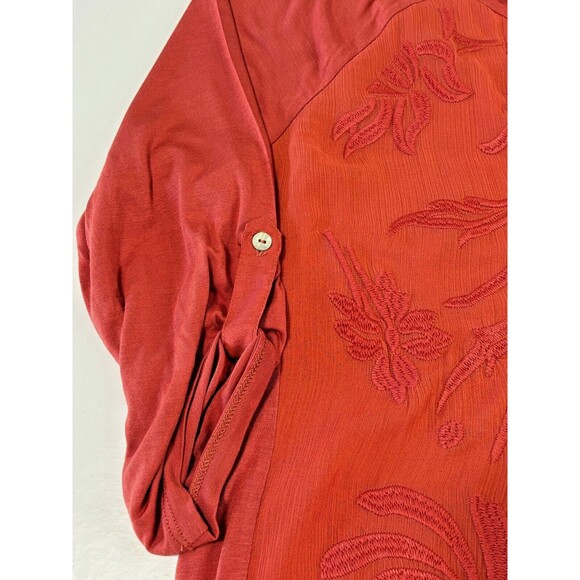 Anthropologie Apparel Tiny Embroidered Floral Tunic Rust Orange Size Medium NWT - Picture 3 of 16